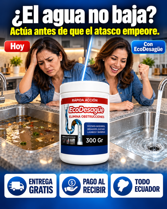 EcoDesagüe: ¿El agua no baja? Antes y después en el lavaplatos
