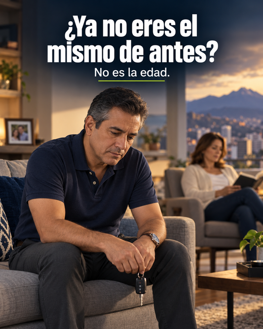 ¿Ya no eres el mismo de antes? No es la edad. Hombre cansado en su sala al final del día