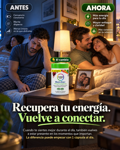 Rainbow Light Multivitamínico para hombres — antes y después: cansancio vs. energía y defensas